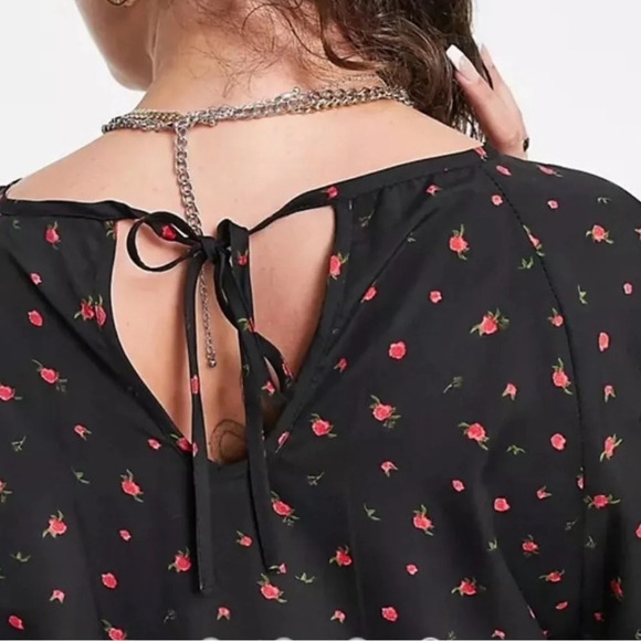 🌻 DAISY STREET (asos) Women's size 4XL Black w/ Red Rose Print Dress Lightweight - Picture 5 of 9